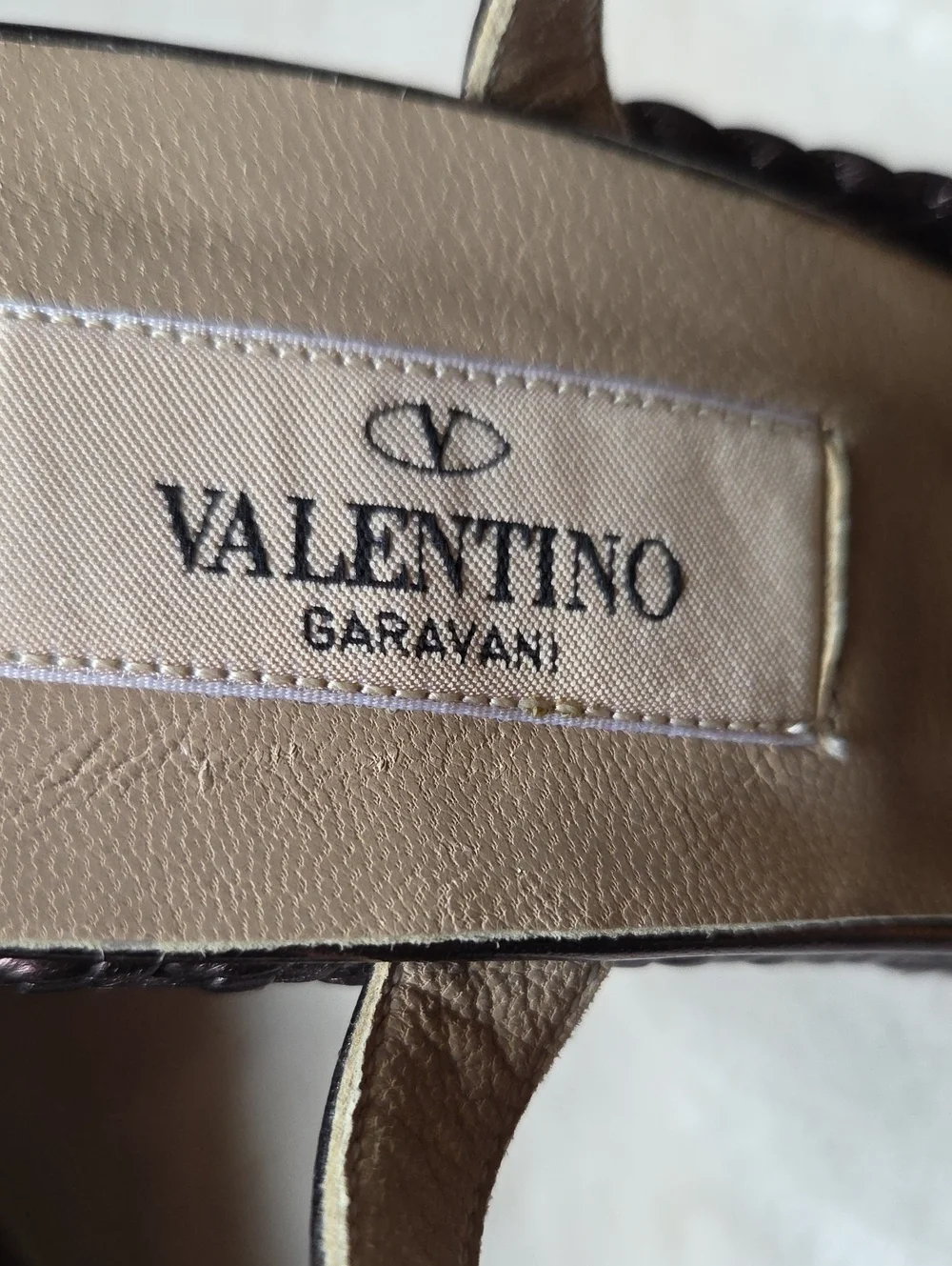 Valentino Garavani Metallic Bronze Braided Wedge Sandals
